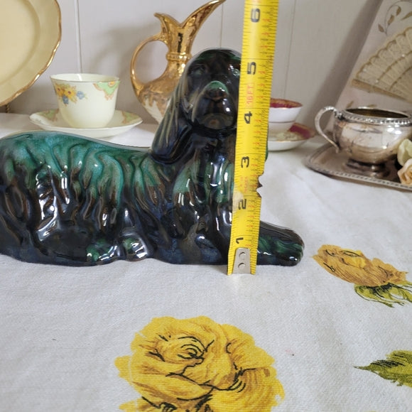 Blue Mountain Pottery Dog Spaniel, Blue Drip Glaze AS IS