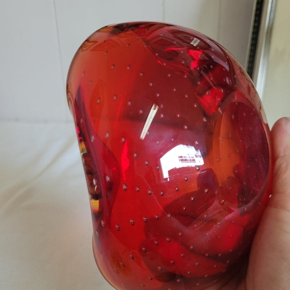 Vintage Art Red Glass Ashtray/Bowl Bullicante