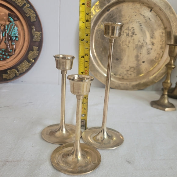 Vintage Brass Candleholders set of 3