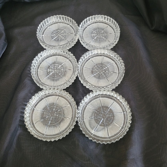 Vintage Presses Glass Coasters Set of 6 Ribbed