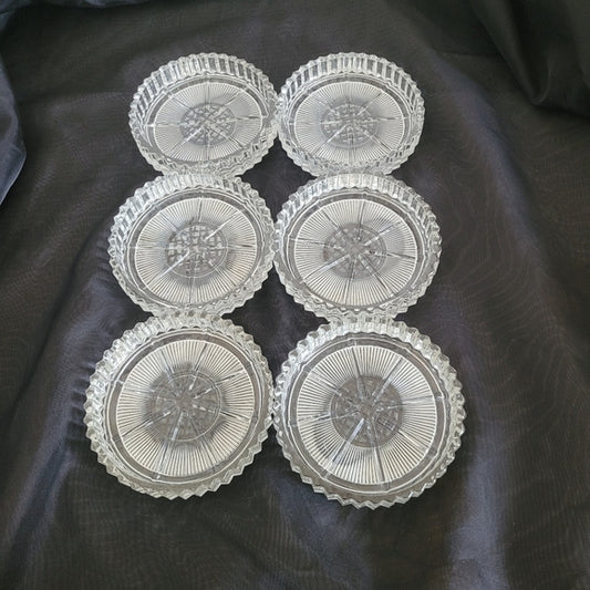 Vintage Presses Glass Coasters Set of 6 Ribbed