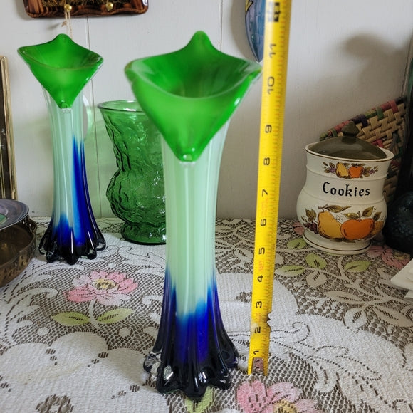 Jack in the Pulpit Vase Green and Blue